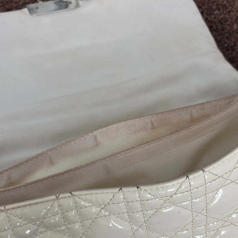 Dior Cream Patent Quilted Shoulder Bag - Picture 11 of 12
